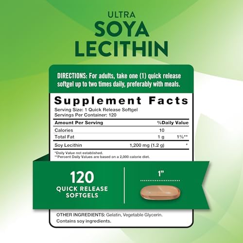 Nature's Truth Ultra Soy Lecithin 1200 mg | 120 Softgels | Non-GMO, Gluten Free Supplement