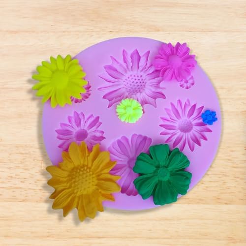 1PC Flower Silicone Mold, Chocolate Fondant Polymer Clay Candy Gummy Mold, Flower Shaped Silicone Molds for DIY Cake Cupcake Decor Craft-Pink
