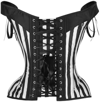 Daisy Corsets Striped Corset Tops with Straps. Lingerie, Costume, Burlesque, and Plus Size Boned Cincher - Zip and Lacing