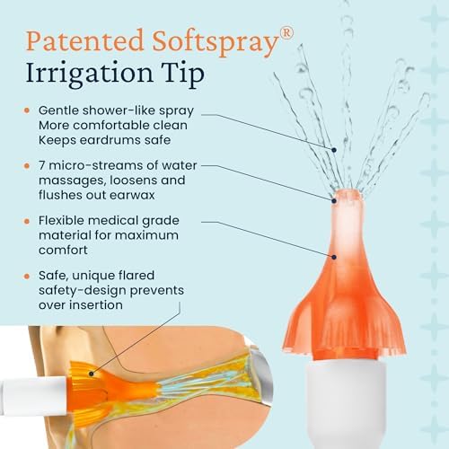 WaxBGone Ear Wax Removal Kit with SoftSpray Irrigation Tips, 4X High Output Sprayer & Ear Basin - Safe, Fast, Gentle Ear Cleaning Kit for Adults & Kids at Home - Premium Kit with Otoscope + Ear Drops