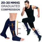 Nuanchu 3 Pairs Open Toe Zipper Compression Socks 20-30mmhg Zipper Compression Toeless Knee High Socks for Men Swelling Edema