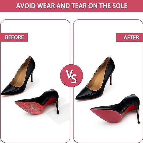 GADEBAO Shoe Sole Protector, 4 Pcs Self Adhesive Shoe Bottom Protector for High Heels, Silicone Anti Slip Shoe Grips on Bottom of Shoes, Non Slip Pads for Shoes (Medium, 6" by 4", Clear)