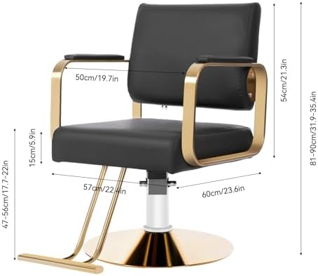 Beauty Salon Chair 440lbs Capacity,360° Swivel Hydraulic Stylist Chairs for Salon, Adjustable Height 31.9-35.4in, for Home Barbershop(Black Gold)