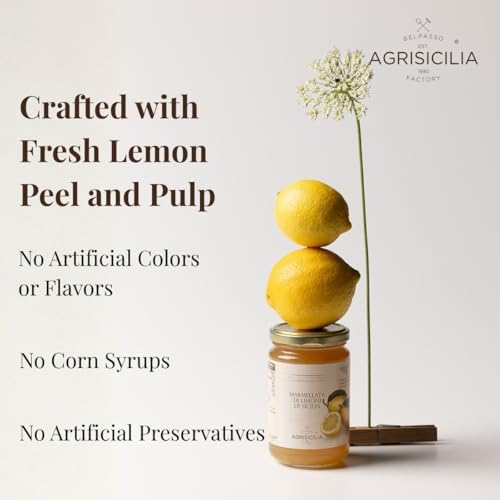 Agrisicilia Sicilian Lemon Marmalade – Authentic Italian Lemon Jam with Peel, Made in Sicily, 12.7 oz (360 g) Glass Jar