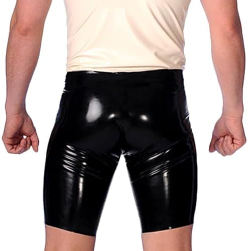 LEIMI Men's Latex Rubber Cycle Shorts with Sheath Latex Pants