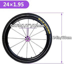 24 Inch Sports Wheelchair Replacement Parts 1 Pair, 24×1.95 Inflatable Rear Wheel, Aluminum Alloy Spoke Hub with Handrim