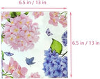 40Pcs Hydrangea Napkins Paper Flower Cocktail Beverage Disposable Flowers Butterfly Dessert Napkin for Spring Summer Floral Wedding Birthday Tea Party 6.5"