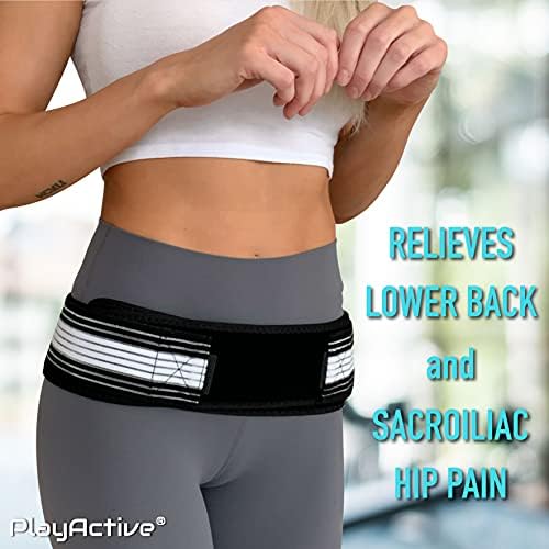PlayActive Sacroiliac SI Joint Hip Belt - Lower Back Support Brace for Men and Women Braces Pain Pelvic Trochanter Sciatica Pelvis Lumbar Relief (XL-XXL)