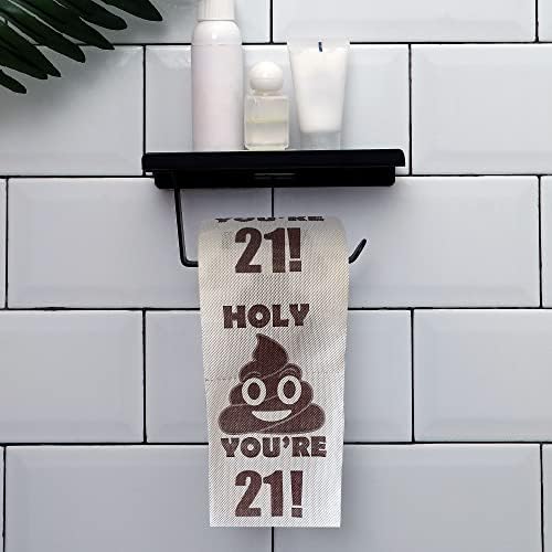 Happy 21th Birthday Gifts, 3-Ply Funny Toilet Paper Roll, Holy Poop You're 21 Printed Toilet Paper Gag Gift, Pranks & Surprises Bathroom Decor for Boys Son and Girls, Cheers to 21 Bday Party Supplies
