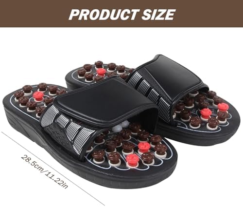 Acupressure Sandals Foot Massager Acupuncture Sandals Acupoint Stimulation Slippers Shoes Reflexology with Spring-Loaded Buttons & Adjustable Straps for Women Men, 42-43 Reflexology