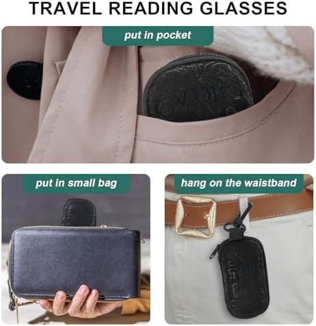 DXYXYO 2 Pack Folding Reading Glasses for Women Men, Half Rimless Small Pocket Metal Readers Blue Light Blocking