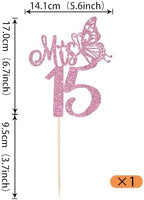 Rsstarxi 1 Pack Mis 15 Cake Topper Happy 15th Birthday Party Decorations Glitter Hello 15 Fabulous Cake Pick for Cheers to 15 Years Old Birthday Wedding Anniversary Party Decotations Purple