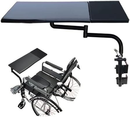 Portable Adjustable Wheelchair Lap Tray Table, Removable Desk for Wheelchairs, Universal Angle Design, Sturdy Steel Support, Ideal for Dining & Activities (Gray)