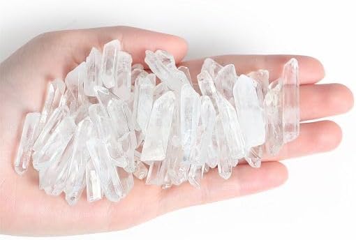YATOJUZI 1LB Clear Quartz Crystal Points 1.2"-2" Bulk Natural Irregular Polished Stones Wands Gemstones Wholesale Reiki Energy Balancing Chakra Crystals Stone for DIY Handmade Meditation Divination
