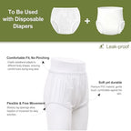 Adult Diaper Cover Plastic Pants, Washable Reusable Waterproof Underwear, Rubber Pants for Adults with Leak Protection, Adjustable Briefs for Incontinence Care (White, Large)