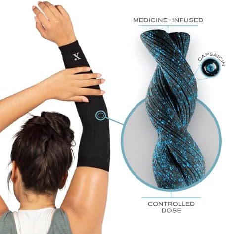 NUFABRX Medicine-Infused Pain Relieving Arm and Elbow Compression Sleeve for Men and Women with Arm/Elbow Pain, Arthritis, Tennis Elbow, Muscle Pain, and Muscle Soreness (1)
