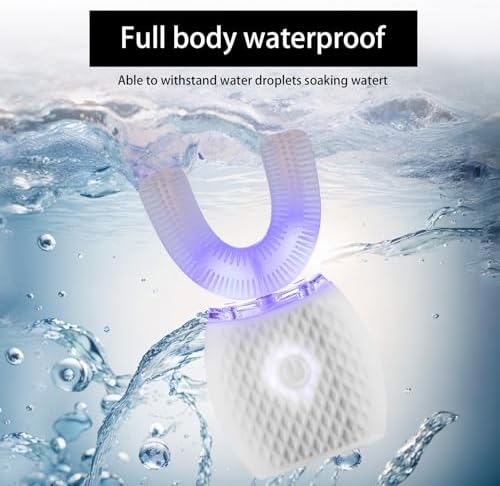 Ultrasonic Toothbrush for Adults Automatic Toothbrush with Soft Bristles Rechargeable Portable 30'' Automatic Timer Wireless Charging Washable for Travel & Home Use (White)