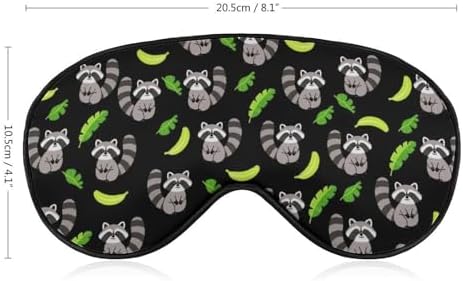 Novelty Printed Sleep Mask Eye Cover Compatible with Cute Raccoon Soft Blindfold Elastic Strap Night Eyeshade Travel Nap for Women Men