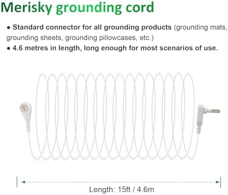 Grounding Cord, Earth Connected 15ft Grounding Wire, 100K ohm Grounding Cable for Grounding Mats,Pads,Sheets,Wristband,Blankets,Pillow Case