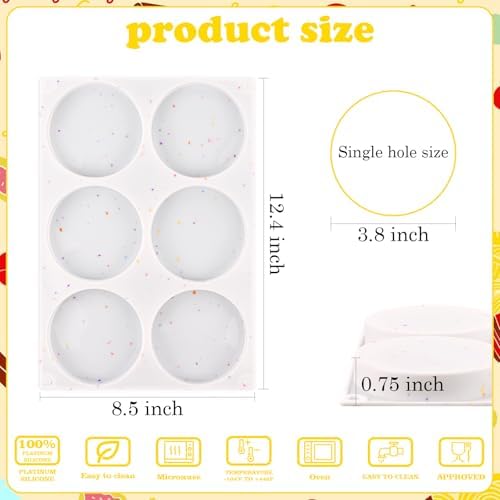 HUAKENER 3 Pcs Silicone Muffin Top Pans for Baking, 4 Inch Non-Stick Round Baking Molds for Mini Cake, Muffin Top, Dessert, Hamburger, Sandwiches Making