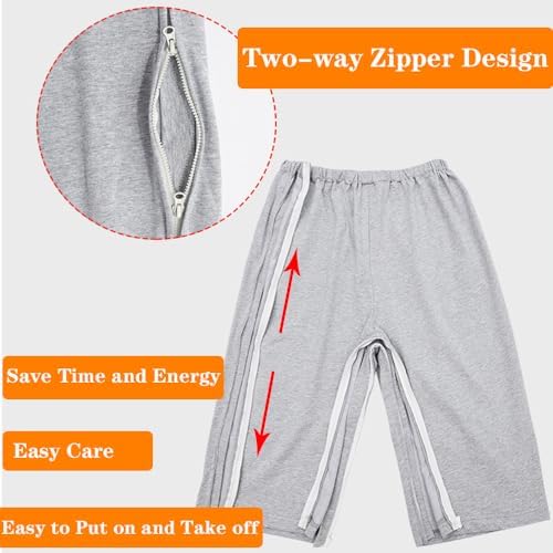 Unisex Fracture Pants,Bedridden Patient Clothing,Disability Clothing,Zippers Full Open Adult crotchless pants