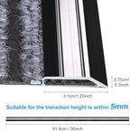 3-Pack Metal Carpet Floor Transition Strips, 36in Carpet to Tile Floor Edging Trim Strip, Aluminum Threshold Strip Suitable for Threshold Height Less Than 5mm (Black)