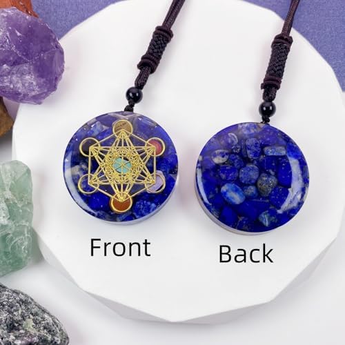 EDEN'S CALL Healing 7 Chakra Metatron's Cube Orgonite Crystal Stone Pendant Necklace for Men and Women 26.38" Adjustable Energy Generator Necklace