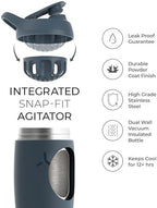 Promixx Pursuit Shaker Bottle Insulated Stainless Steel Water Bottle and shaker Cup, 18oz, Seagrass Green
