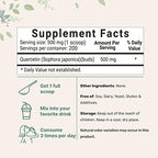Pure Quercetin Dihydrate Powder, Quercetin 500mg Per Serving, 100 Grams, Most Bioavailable Grade and Filler Free, Powerful Antioxidant Supports Energy, Immune System, No GMOs and Vegan