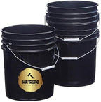 5 Gallon Food Grade Plastic Bucket, Open Head Pail with Handle, 12-3/8 in Diameter x 14-3/4 in Height (Black, 1 Pack)