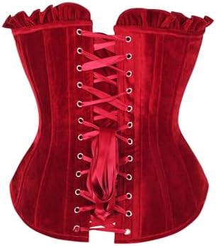 Daisy corsets Women's Daisy Corsets Top Drawer Dark Red Velvet Lace-up Steel Boned Overbust Corset