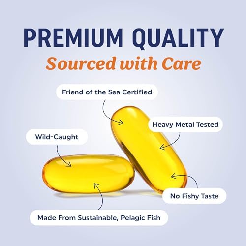 Triple Strength Omega 3 Fish Oil 3600 mg | EPA & DHA | Over 2100mg Omega-3 Fatty Acids | 1300mg EPA + 860mg DHA | Best Essential Fatty Acids | Premium Wild Caught & Burpless Fish Oil | 120 Ct