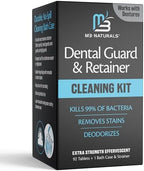 Retainer Cleaner and Soak Container, No-Mess Cleaning Tablets with Universal Denture Bath Case and Strainer, Multipurpose, for Mouth Guard Stains, Odor, and Plaque (92 Tablets + 1 Bath) by M3