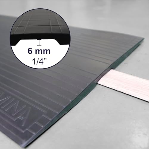 KMINA Wheelchair Door Threshold Ramp Thin, Non-Slip Surface, Rubber, Black, Patented