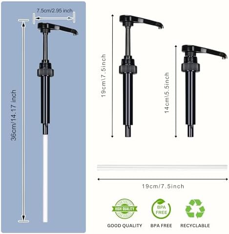 Syrup Pump Compatible with Torani, Davinci and Skinny (Set of 2) - fits Bottles (25.4 oz-750ml) (Black)