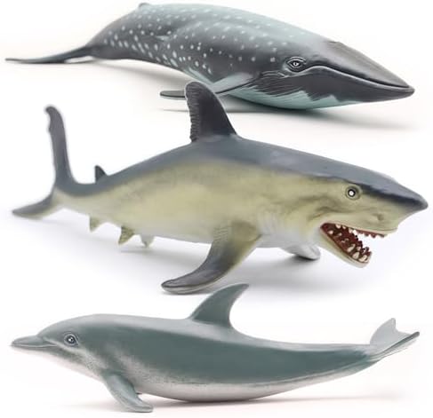Gemini&Genius Whale Shark Animals Action Figure Toys for Kids (Dolphin, Tiger Shark, Whale Shark)