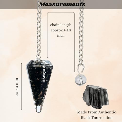 Black Tourmaline Pendulum – Orgone Crystal Pendulum – Dowsing Pendulum for Divination, Meditation, Chakra Healing – Natural Gemstone Pendulum