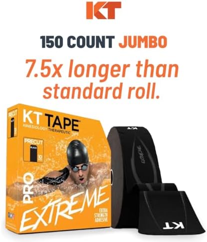 KT Tape PRO Extreme, Synthetic Jumbo Kinesiology Athletic Tape, 150 Count, 10” Precut Strips, Titan Tan