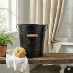 Autumn Alley Farmhouse Bathroom Trash Can - Decorative Rustic Black Trash Can Bucket with Wooden Handle for Bathroom, Bedroom, Office, Kitchen, Western Country Home Décor, 2 Gal., Matte Black