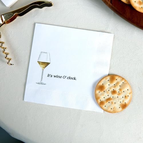 It's Wine O'Clock Cocktail Napkins, 3-Ply, Disposable Napkins, Full Color (20 Count)
