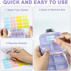 Travel Pill Organizer Box with Labels, 7 Compartments Portable Mini Pill Case, Daily Medication Organizer Storage Pill Container for Pocket Pharmacy(Purple, S)