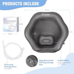 Inflatable Shampoo Basin, Portable Hair Washing Bowl with 360° Neck Support, Leak-Proof PVC Bedside Shampoo Tray for Bedridden Elderly Disabled Pregnant Post-Surgical Care(Grey)