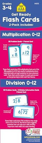 School Zone Get Ready Flash Cards Multiplication & Division 2-Pack: 112 Math Cards, 3rd & 4th Grade, Multiplication 0–12, Division 0–12, Build Speed, Accuracy & Math Confidence, Ages 8+