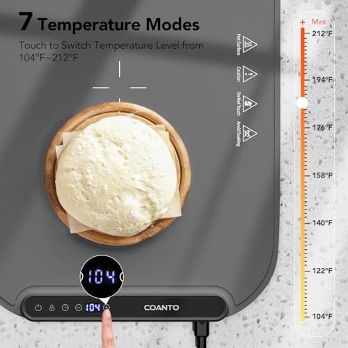 Food Warming Mat, Food Warmers for Parties Buffet, Silicone Heating Mat with 7 Temperature Settings, Roll-Up Storage, 17.91"x12.8", Grey