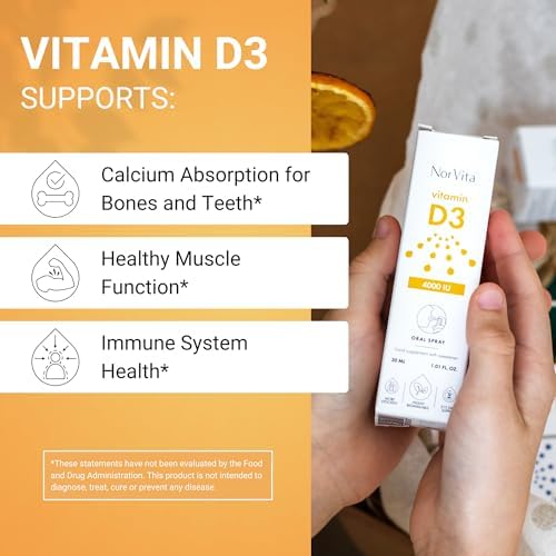 Vitamin D3 Spray 4000 IU (215 Servings) - High Absorption, Vegan, Supports Bone & Immune Health, Calcium Absorption - Daily Oral Vitamin D Spray