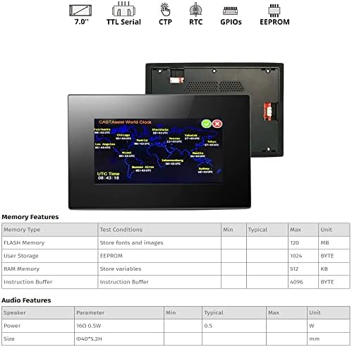 Nextion 7.0" LCD Module Touch Display Intelligent Series NX8048P070-011C-Y HMI IPS RGB 65K Capacitive Touchscreen Pannel with Enclosure
