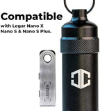 Aluminum Waterproof Case for Ledger Nano X, Nano S, Nano S Plus - Shockproof, Portable Hardware Cold Wallet for Ledger - 24 Word Seed Phrase Plate and Engraving Pen Included