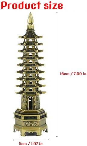 Nine-Tier Wenchang Pagoda Feng Shui Statue – Chinese Tower for Academic Success, Business Prosperity & Home Decor (Antique Bronze)