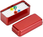 QWORK 60 Holes Disinfection Bur Blocks, 2 Set of Aluminum Sterilizing Storage Case Bur Holder, Dental Autoclavable Burs Organizer, Accommodates Needle Management Racks, Red