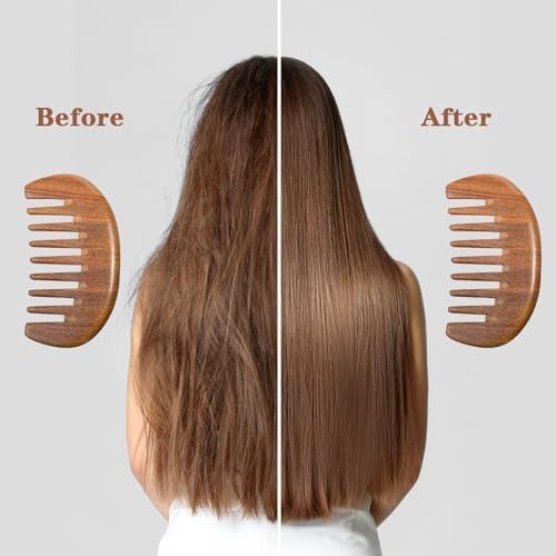 Wooden Wide Tooth Comb Pine Wood Scalp Massage Detangling Wooden Hair Comb for Women and Men